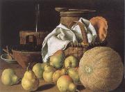 MELeNDEZ, Luis Style life with melon and pears France oil painting reproduction
